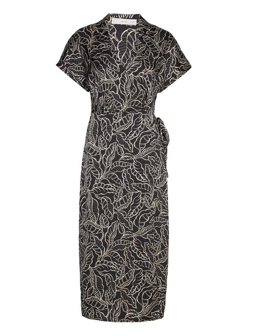 Mango Print Wrap Dress Mango Black