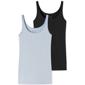 Se Schiesser 2P 95-5 Organic Tank Top Sort/Blå bomuld 36 Dame ved Timarco