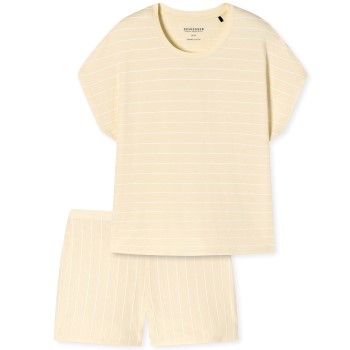 Schiesser Just Stripes Short Pyjamas Vanille bomuld 40 Dame