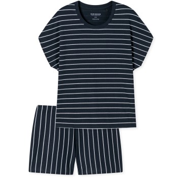 Schiesser Just Stripes Short Pyjamas Marineblå bomuld 36 Dame