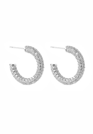 Se BY JOLIMA Monaco Pave Hoops 23 mm Steel One size ved Bubbleroom