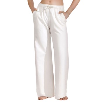 Bread & Boxers Bread and Boxers Wide Leg Lounge Pant Benhvid økologisk bomuld X-Large Dame