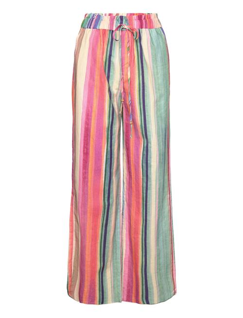 Se Mango Multi-Coloured Striped Linen Trousers Mango Patterned ved Booztlet