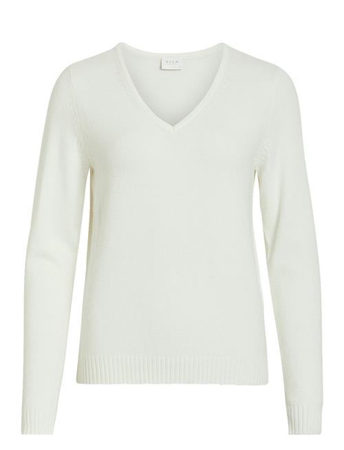 Se Vila Viril V-Neck L/S Knit Top - Noos Vila White ved Booztlet