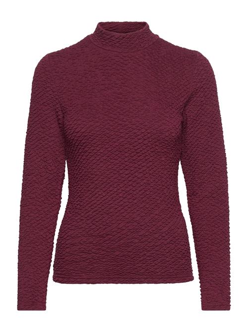 Slfginny Ls High Neck Top Noos Selected Burgundy