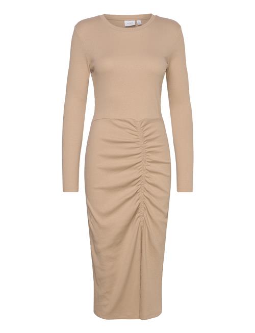 Vila Viribena L/S Slit Midi Dress/1N Vila Beige