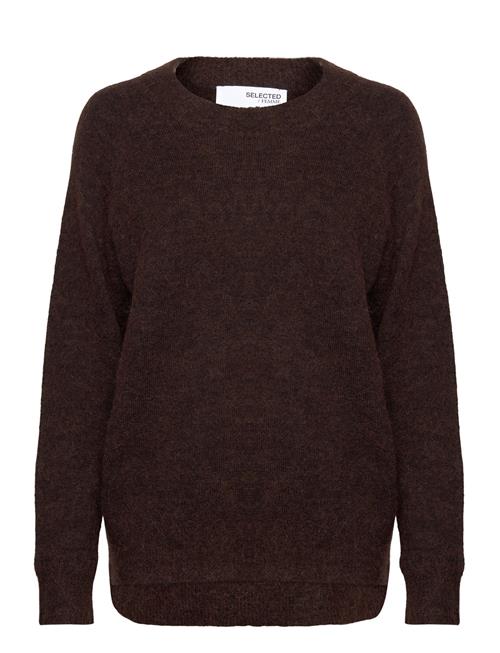 Se Selected Femme Slflulu Ls Knit O-Neck B Noos Selected Femme Brown ved Booztlet