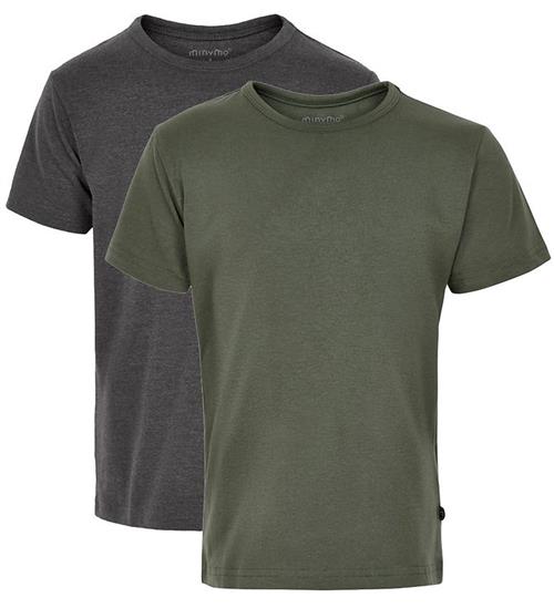 Se Minymo Minymo T-shirt - 2-pak - KoksgrÃ¥/Army ved KidsWorld