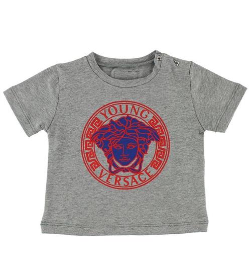 Versace Young Versace T-shirt - GrÃ¥meleret m. RÃ¸d/BlÃ¥