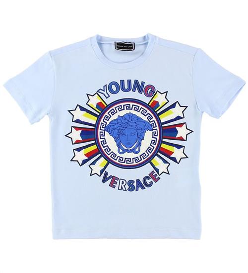 Versace Young Versace T-shirt - LyseblÃ¥ m. Logo/Stjerner