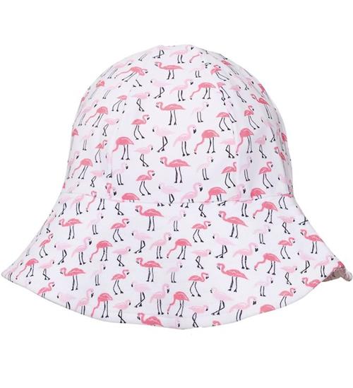 Se Petit Crabe Petit Crabe Badehat - Frey - UV50+ - Hvid m. Flamingo ved KidsWorld