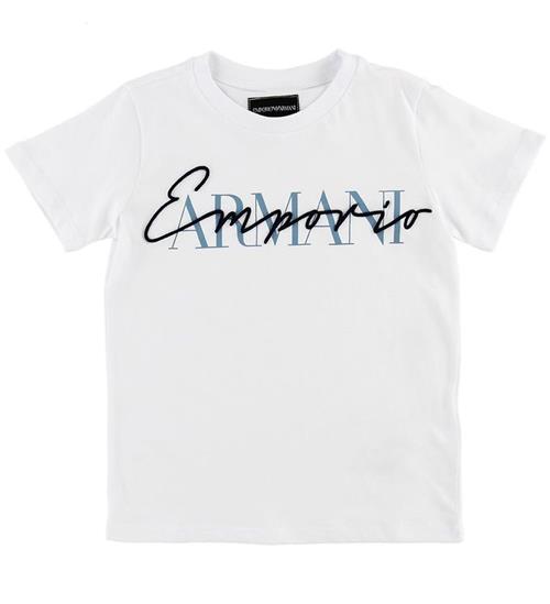 Se Emporio Armani Emporio Armani T-shirt - Hvid m. Tekst/Broderi ved KidsWorld