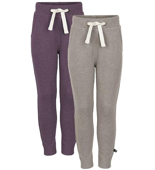 Minymo Minymo Sweatpants - 2-pak - Lys Brunmeleret/Lillameleret