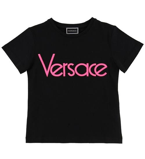 Versace Versace T-shirt - Sort/Neonpink m. Tekst