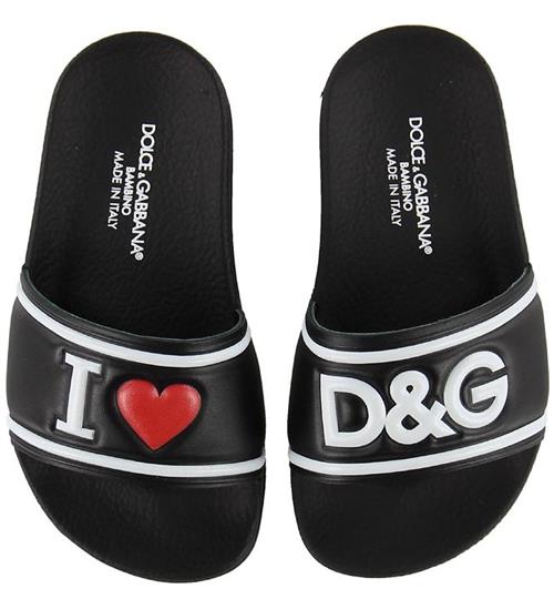 Se Dolce & Gabbana Badesandaler - Sort m. Print ved KidsWorld