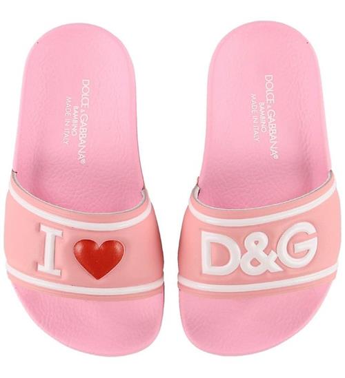 Se Dolce & Gabbana Badesandaler - LyserÃ¸d m. Print ved KidsWorld