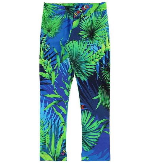 Se Versace Young Versace Leggings - BlÃ¥/GrÃ¸n m. Planter ved KidsWorld