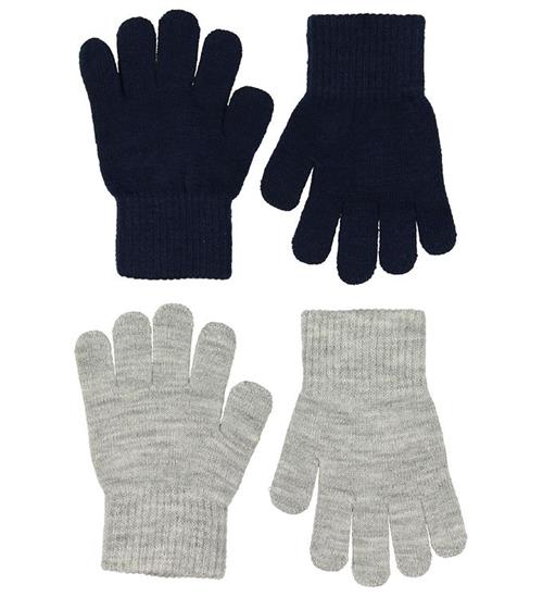 Melton Handsker - 2-pak - Strik - GrÃ¥meleret/Navy