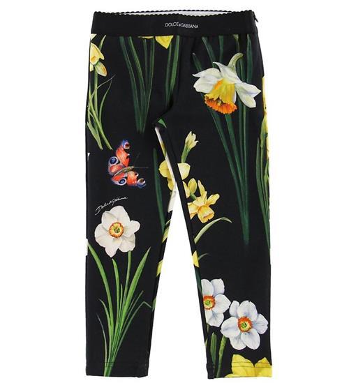 Se Dolce & Gabbana Dolce & Gabbana Leggings - Sort m. Blomster ved KidsWorld