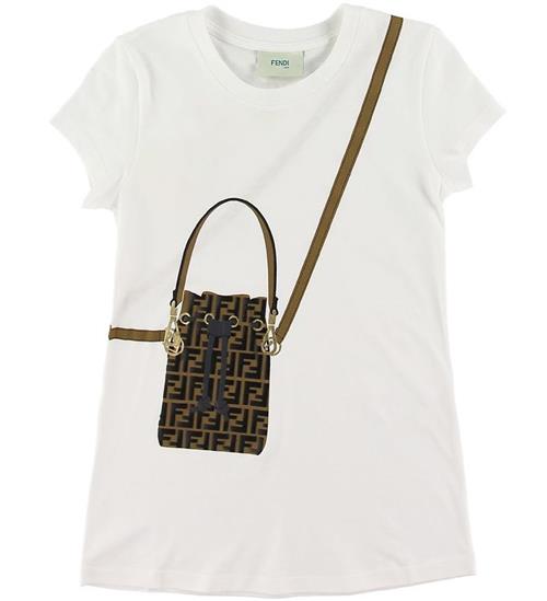 Se Fendi Fendi T-shirt - Hvid m. Skuldertaske ved KidsWorld