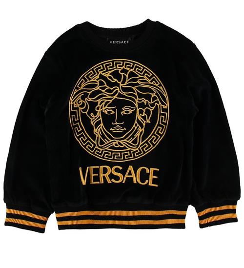 Se Versace Bluse - Velour - Sort/Guld m. Logo ved KidsWorld