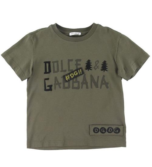 Se Dolce & Gabbana T-shirt - Giardiniere Maschio - ArmygrÃ¸n m. Prin ved KidsWorld