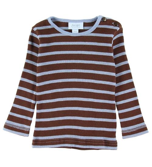 Se Noa Noa miniature Noa Noa miniature Bluse - Rib - Brun/BlÃ¥ Striber ved KidsWorld