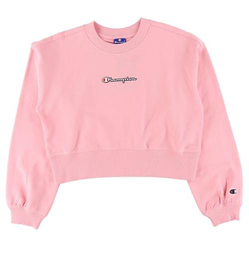 Se Champion Champion Fashion Sweatshirt - Cropped - Rosa m. Logo ved KidsWorld