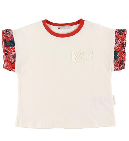 Se Moncler Moncler T-shirt - Hvid m. RÃ¸d/Blomster ved KidsWorld