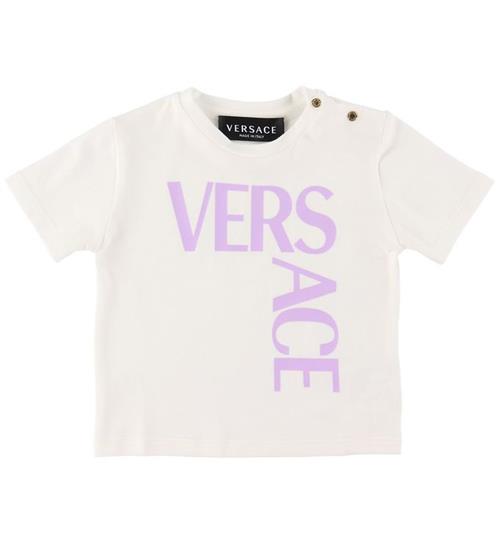 Se Versace T-shirt - Logo Print - Hvid/Lilla ved KidsWorld