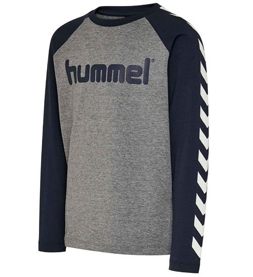 Se Hummel Bluse - hmlBoys - Navy/GrÃ¥meleret ved KidsWorld