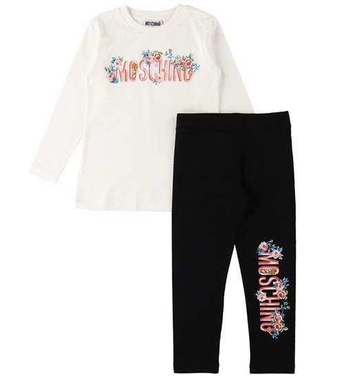 Moschino Moschino Bluse/Leggings - Cloud/Sort m. Tekst/Blomster