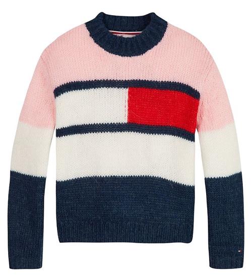 Se Tommy Hilfiger Tommy Hilfiger Bluse - Strik - Flag - Delicate Pink/Twilight Nav ved KidsWorld