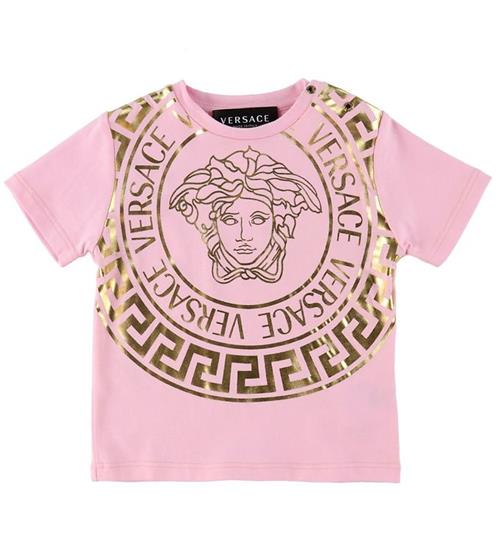 Se Versace T-shirt - Medusa - Rosa/Guld ved KidsWorld