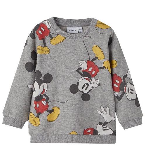 Se Name It Sweatshirt - NbmMickey - Grey Melange ved KidsWorld