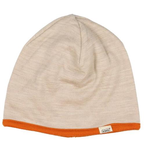 Se Voksi Hue - Uld - 2-lags - Vendbar - Melange Sand/Warm Orange ved KidsWorld