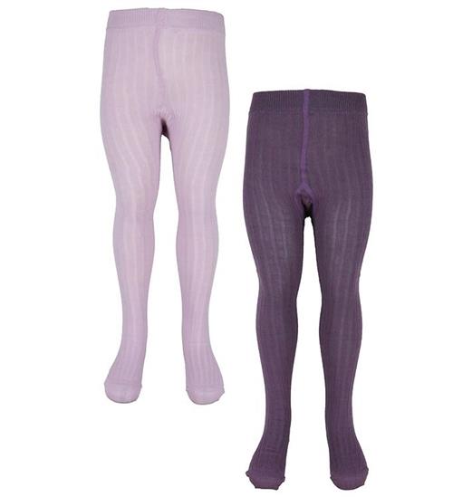 Se Minymo Minymo StrÃ¸mpebukser - 2-Pak - Rib - Very Grape ved KidsWorld