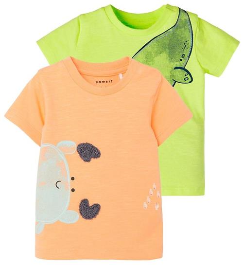 Se Name It Name It T-shirt - NbmHeine - 2-pak - Sunny Lime ved KidsWorld