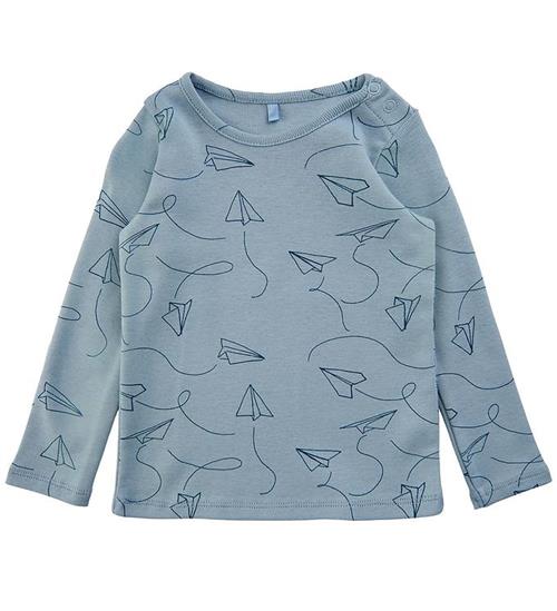 Se Soft Gallery Bluse - SGBaby Bella - Paper Plane - Dusty Blue ved KidsWorld