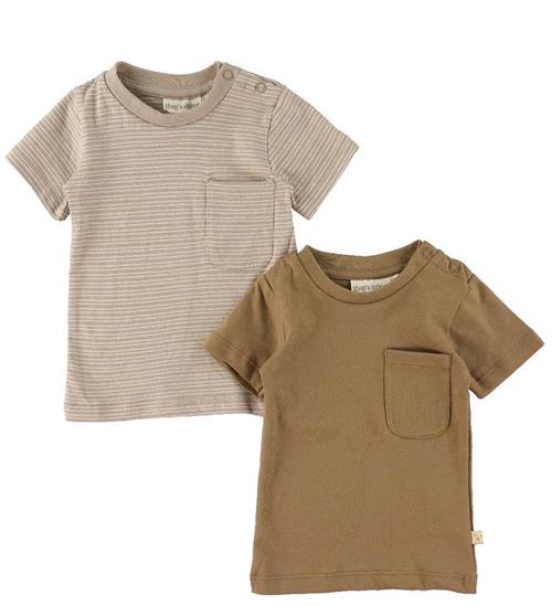 Se Thats Mine That's Mine T-shirt - 2-pak - Tino - Stripes/Earth Brown ved KidsWorld