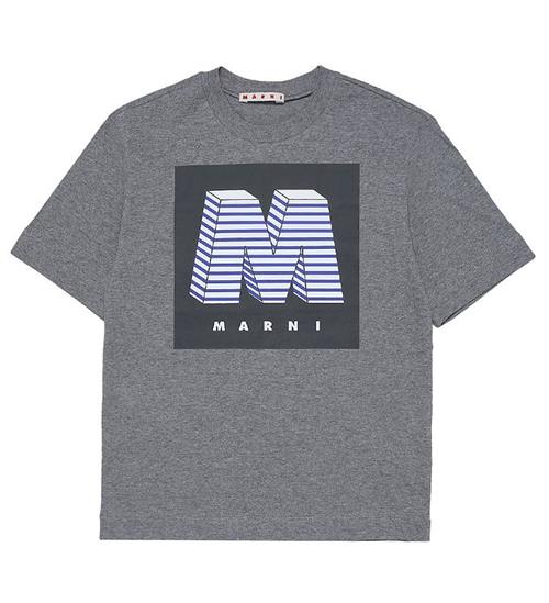 Marni Marni T-shirt - MÃ¸rkegrÃ¥meleret m. Print