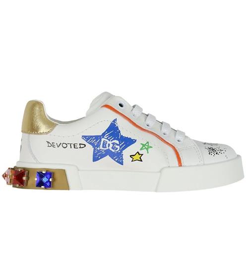 Se Dolce & Gabbana Sko - Capri - Bianco/Oro ved KidsWorld