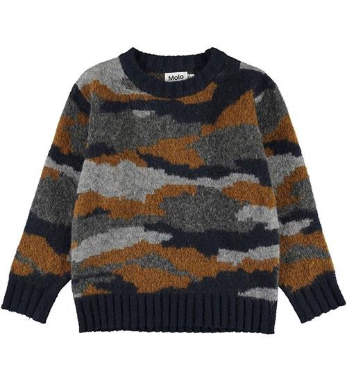 Se Molo Bluse - Uld/Polyester - Bello - Camo Knit ved KidsWorld