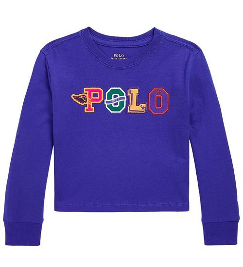 Polo Ralph Lauren Bluse - Cropped - BlÃ¥ m. Tekst