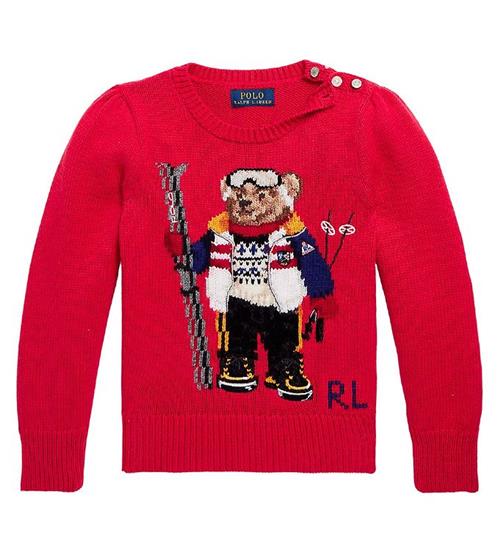 Se Polo Ralph Lauren Bluse - Strik - RÃ¸d m. Bamse ved KidsWorld