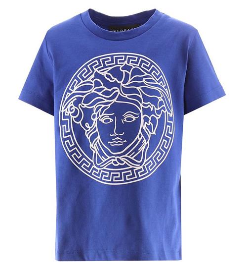 Se Versace T-shirt - BlÃ¥/Hvid Print ved KidsWorld