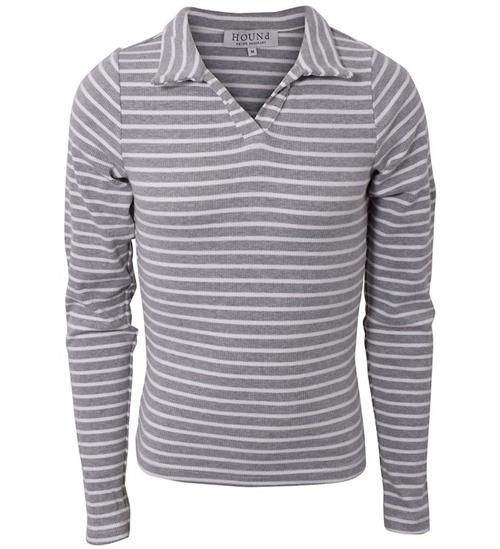 Hound Hound Bluse - Rib Striped - GrÃ¥/Hvid