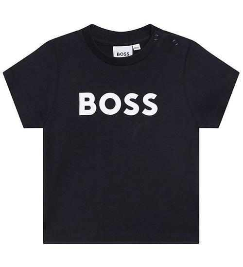 Se BOSS BOSS T-Shirt - Navy m. Hvid ved KidsWorld