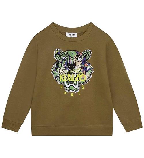 Se Kenzo Kenzo Sweatshirt - ArmygrÃ¸n m. Tiger ved KidsWorld