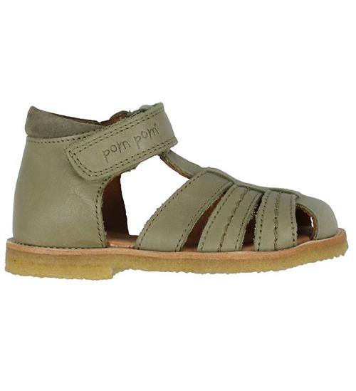 Se Pom Pom Pom Pom Sandaler - Rub Sole - Dusty Olive ved KidsWorld